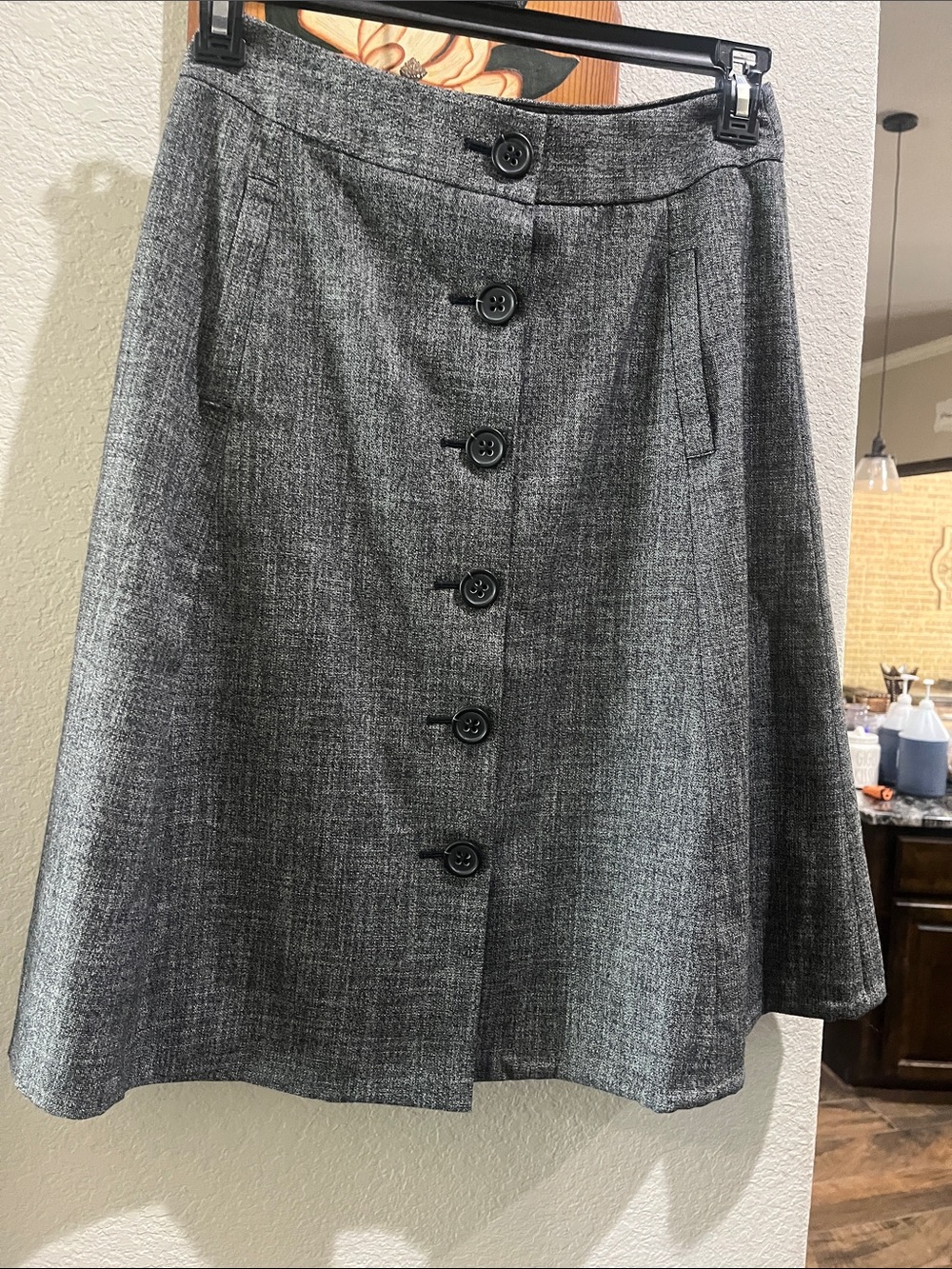 Banana Republic Grey Button-Front A-Line Skirt
